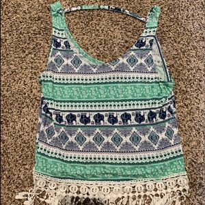 Elephant fringe tank top